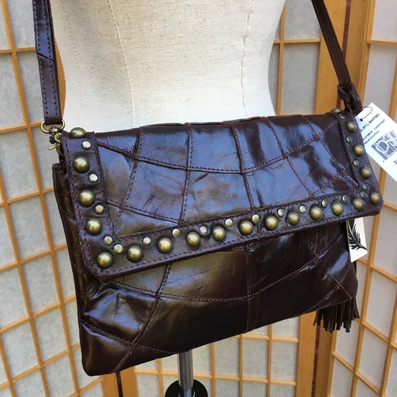 Angel by L Martino Handbags - Angel by L Martino Leather Chestnut Helio Clutch